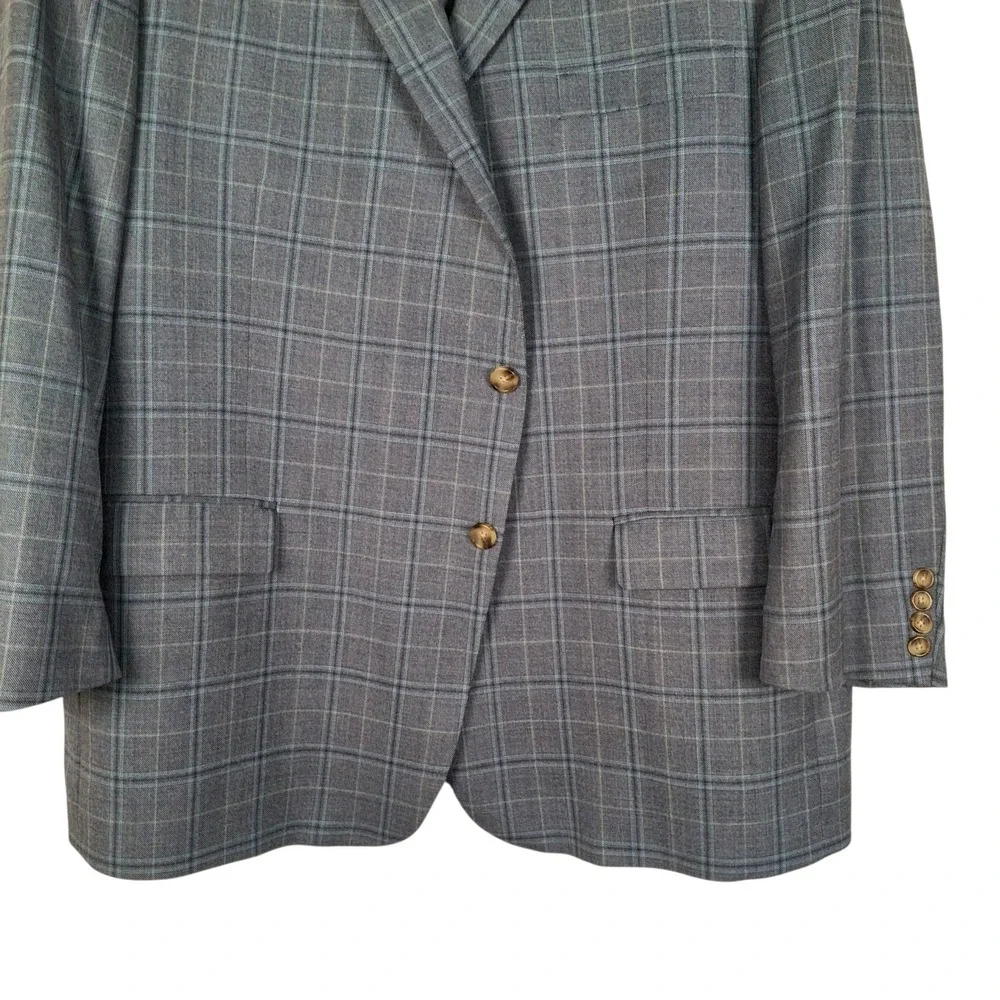 Lauren Ralph Lauren Suit Jacket Men's 46L Plaid Silk‎ Wool Sport Coat New